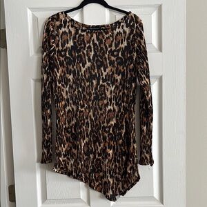 Ashley Stewart Black and Brown Animal Print Top